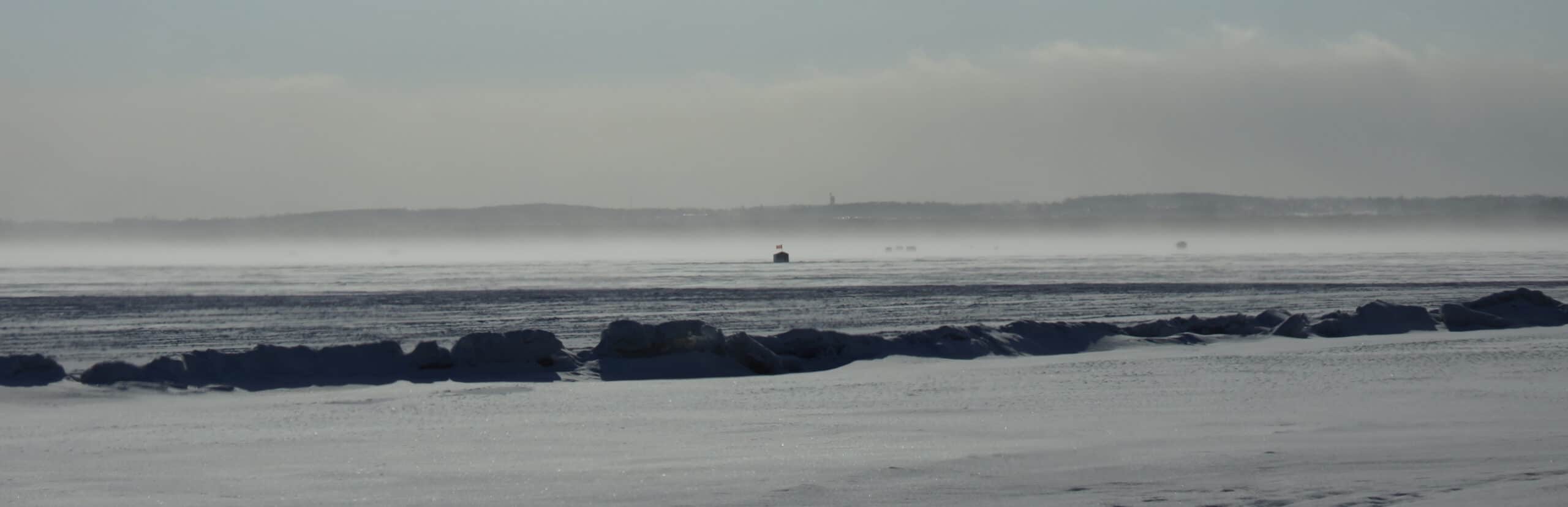 Ice Fishing on Lake Simcoe, Ontario, Canada